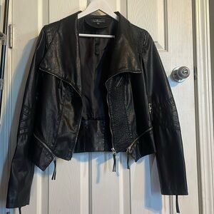 NWT Lulu’s faux leather jacket with silver zipper detail. Size Large.